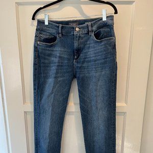 DL1961 Mara Intrasculpt Straight Ankle Fringe Jeans 30